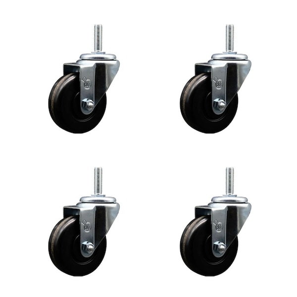 35 Inch Phenolic Wheel Swivel 58 Inch Threaded Stem Caster Set Service Caster